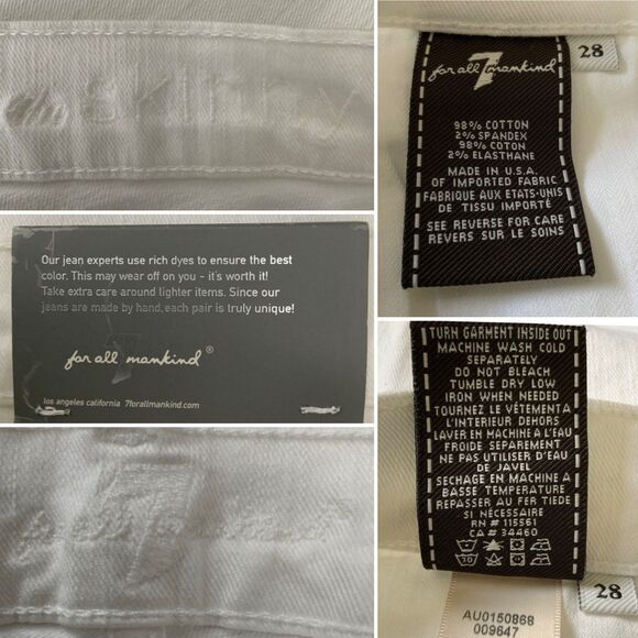 7 for All Mankind The Skinny Second Skin Legging Jeans White 28 - Picture 4 of 7